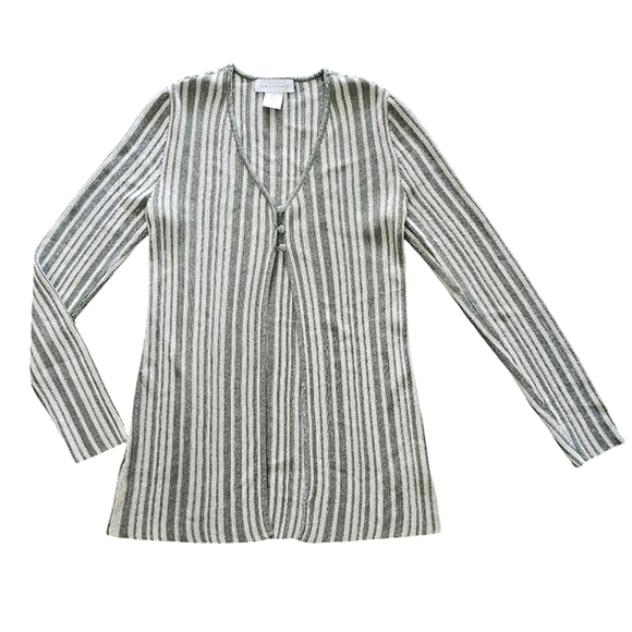 House of Harlow 1960 Revolve Y2K Metallic Green Striped Cardigan Fairy Small - Picture 2 of 10
